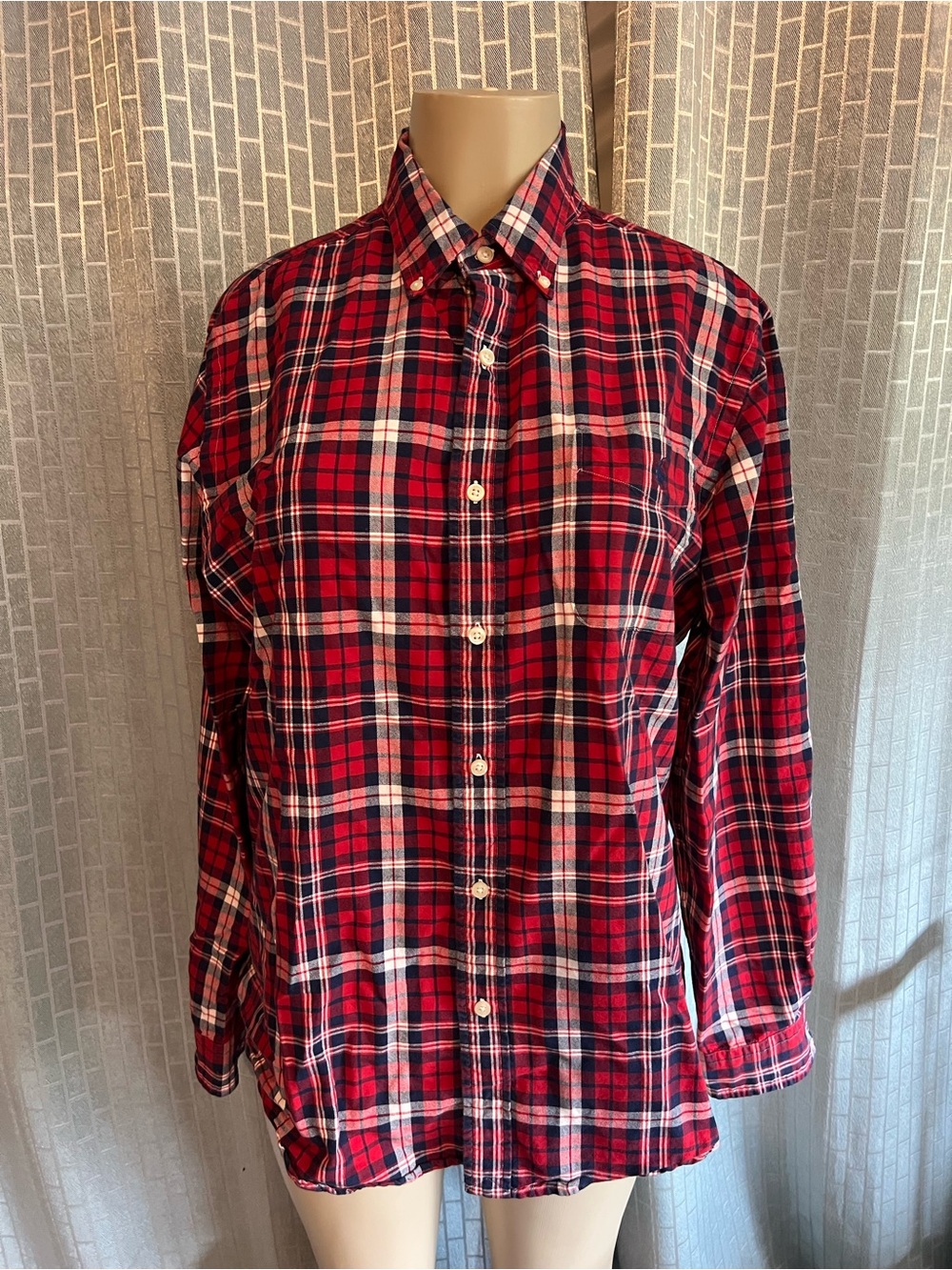 Polo by Ralph Lauren Red Navy White Plaid Button-Down Shirt